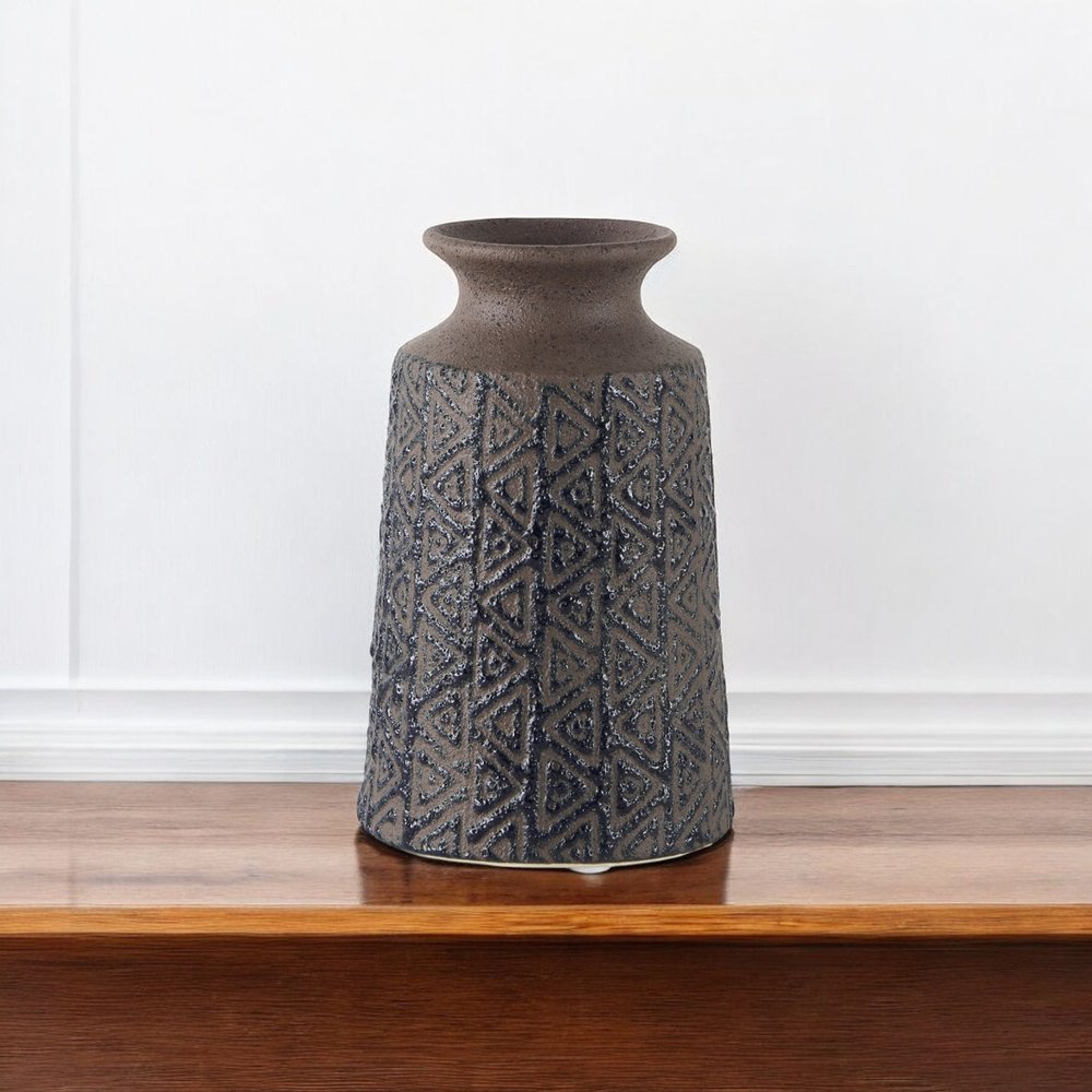 7" Brown Abstract Cylinder Ceramic Table Vase HomeRoots