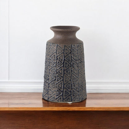 7" Brown Abstract Cylinder Ceramic Table Vase HomeRoots
