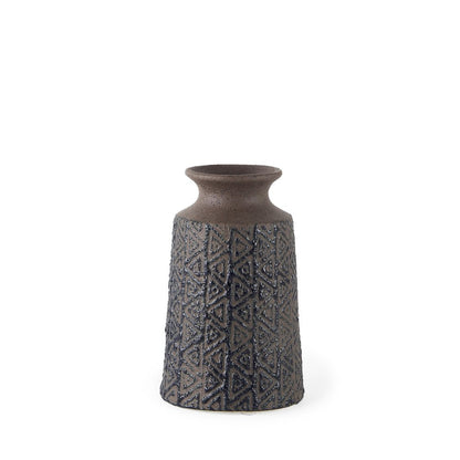 7" Brown Abstract Cylinder Ceramic Table Vase HomeRoots