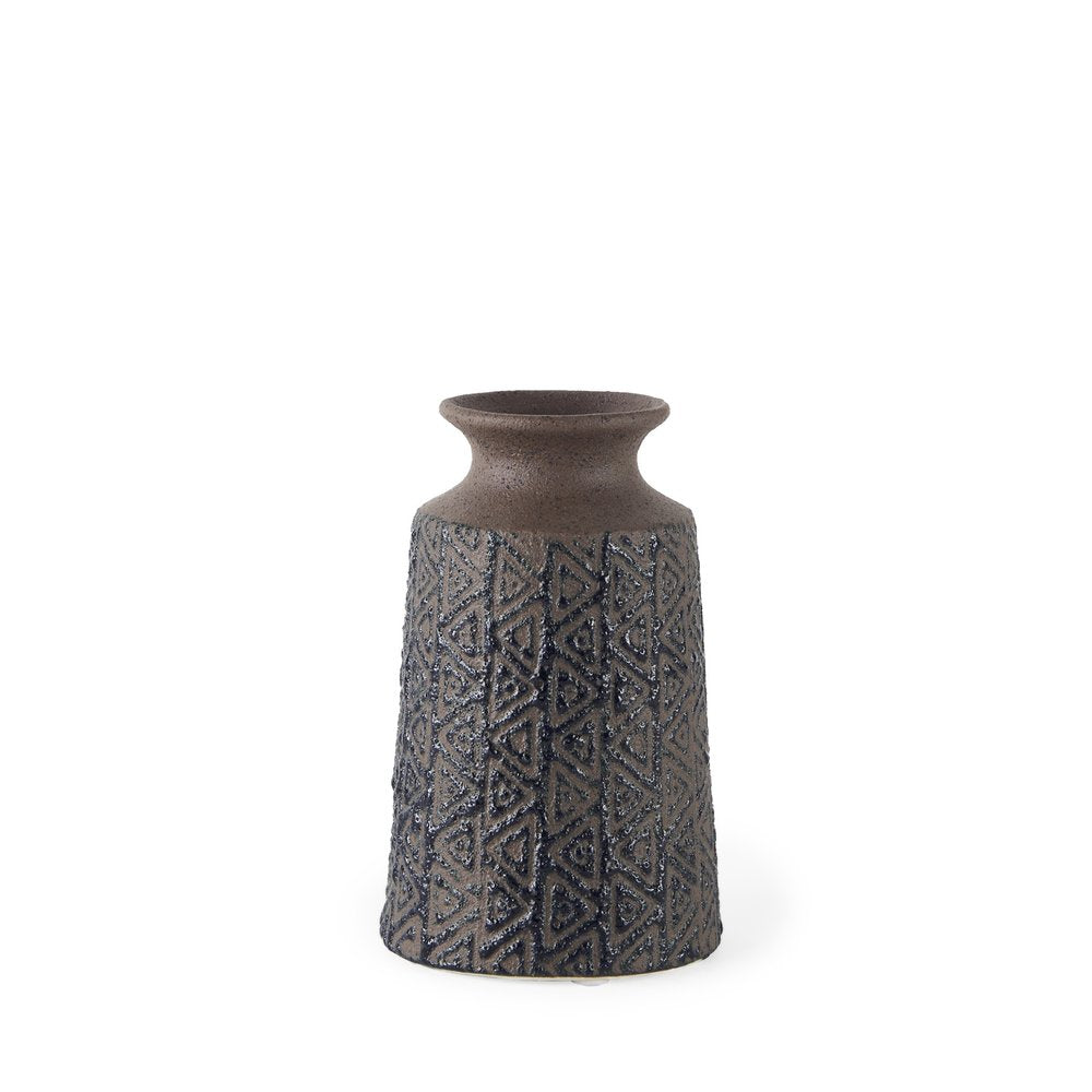 7" Brown Abstract Cylinder Ceramic Table Vase HomeRoots