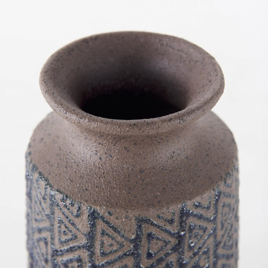 7" Brown Abstract Cylinder Ceramic Table Vase