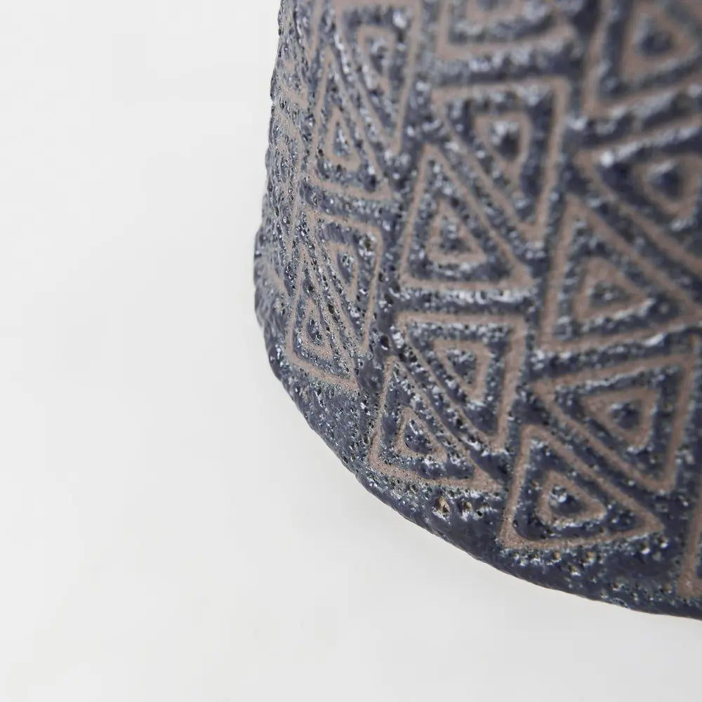 11" Brown and Blue Tribal Ceramic Vase HomeRoots