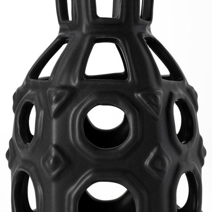9" Black Abstract Cylinder Metal Table Vase HomeRoots