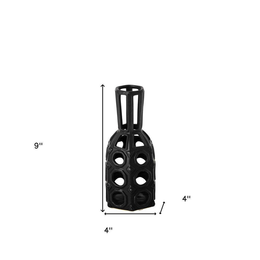 9" Black Abstract Cylinder Metal Table Vase — view 6
