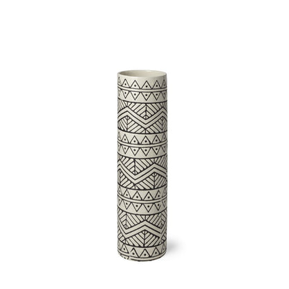 14" Cream Geometric Cylinder Ceramic Table Vase HomeRoots