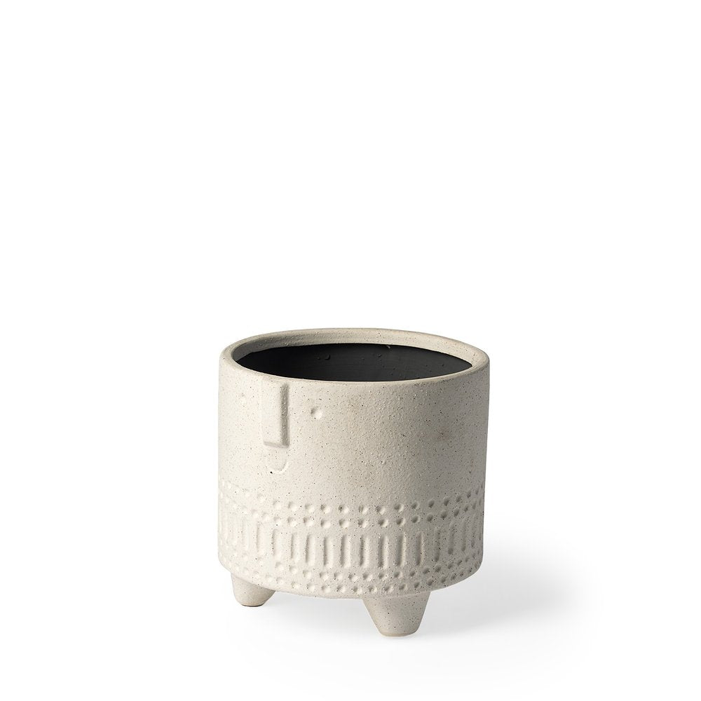 7" White Abstract Cylinder Ceramic Table Vase — view 1