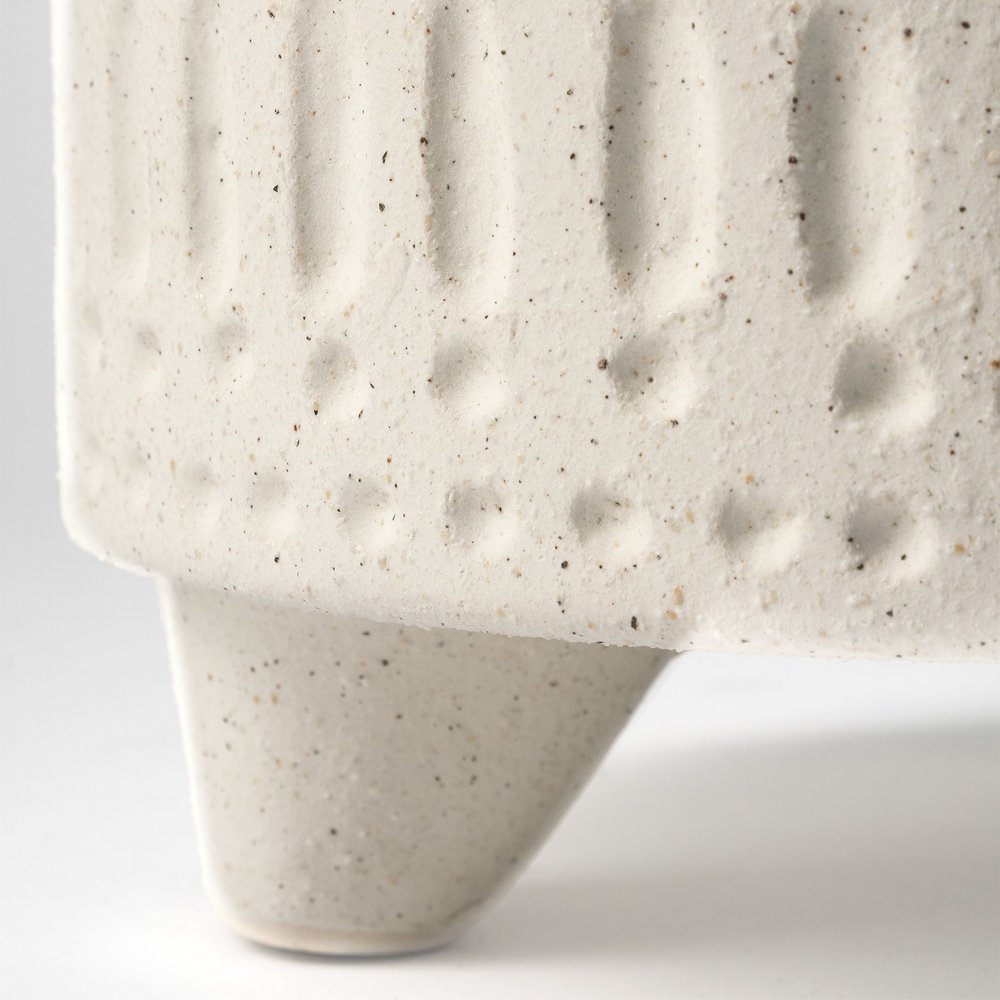 7" White Abstract Cylinder Ceramic Table Vase — view 4
