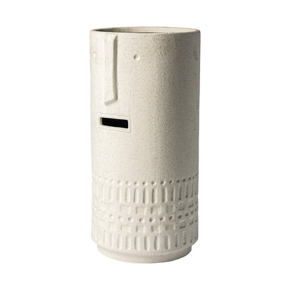 14" White Abstract Cylinder Ceramic Table Vase HomeRoots