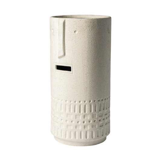 14" White Abstract Cylinder Ceramic Table Vase HomeRoots