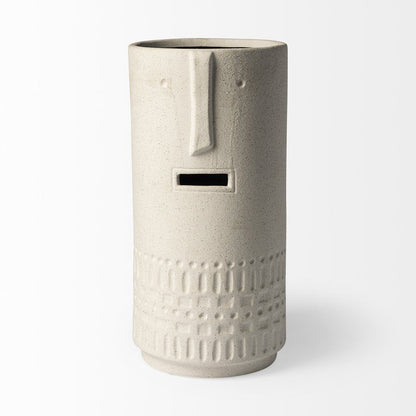 14" White Abstract Cylinder Ceramic Table Vase HomeRoots