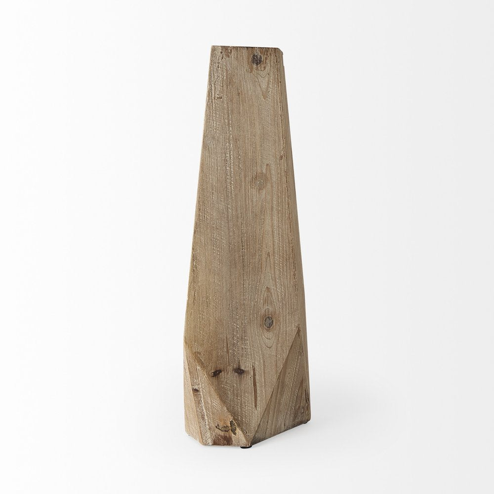 19" Natural Geometric Cylinder Solid Wood Table Vase HomeRoots