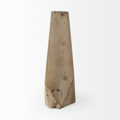 19" Natural Geometric Cylinder Solid Wood Table Vase HomeRoots