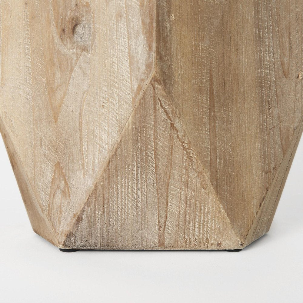 19" Natural Geometric Cylinder Solid Wood Table Vase HomeRoots