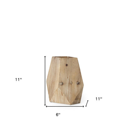 11" Natural Abstract Cylinder Solid Wood Table Vase HomeRoots