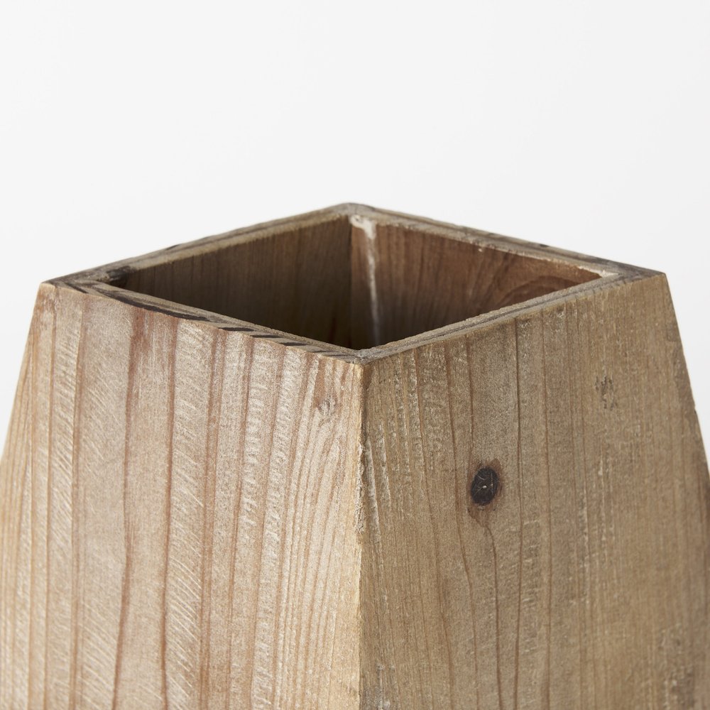 11" Natural Abstract Cylinder Solid Wood Table Vase — view 3