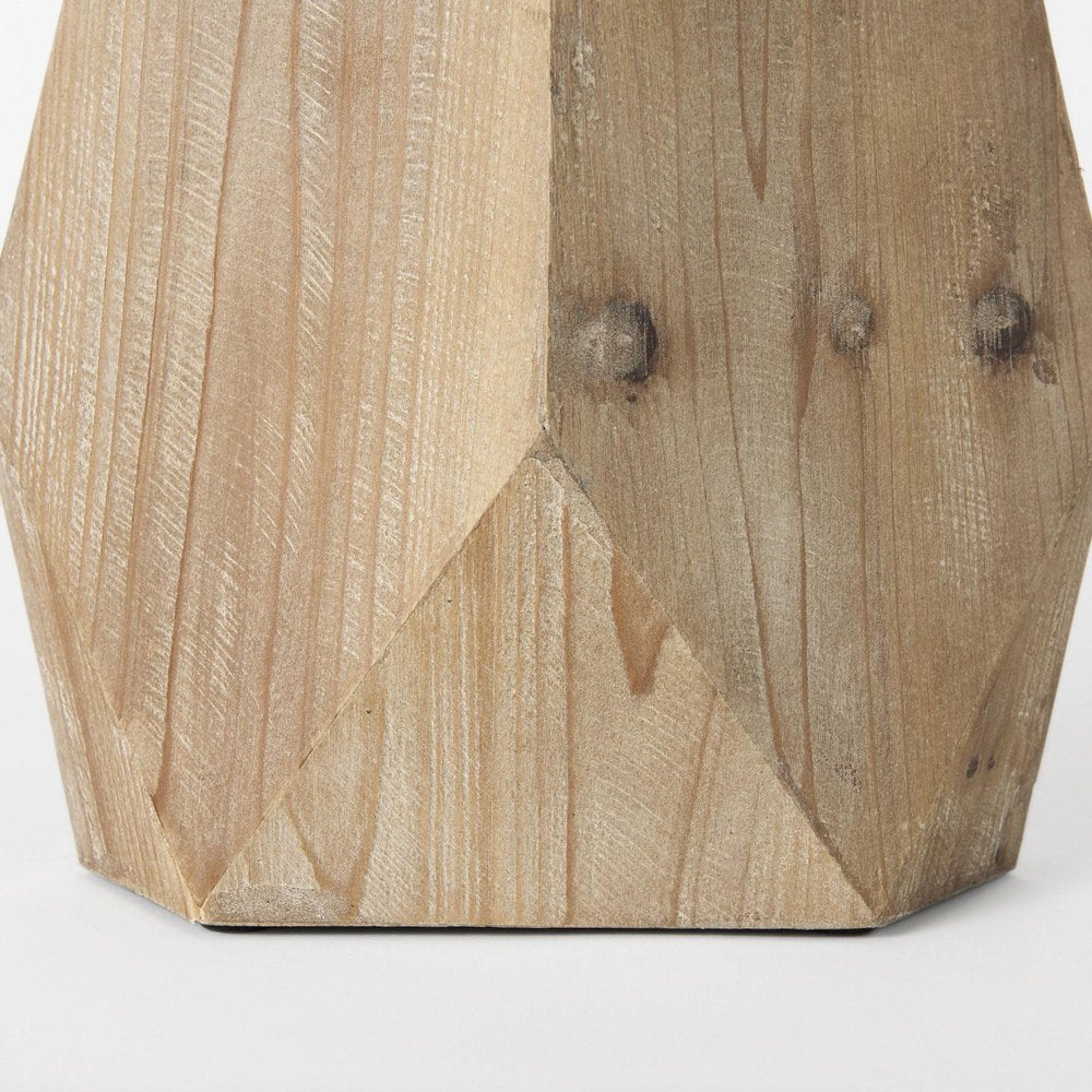 11" Natural Abstract Cylinder Solid Wood Table Vase HomeRoots
