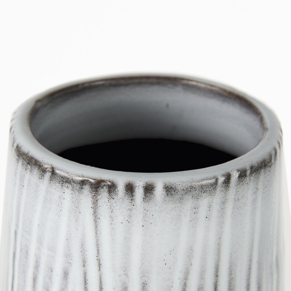 19" Black Gray And White Abstract Cylinder Ceramic Table Vase HomeRoots