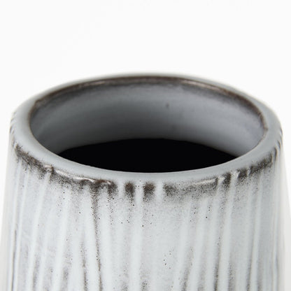 19" Black Gray And White Abstract Cylinder Ceramic Table Vase HomeRoots