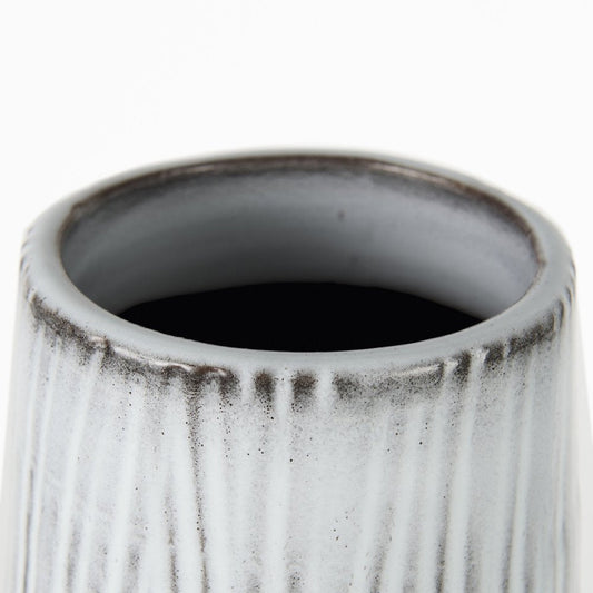 19" Black Gray And White Abstract Cylinder Ceramic Table Vase HomeRoots
