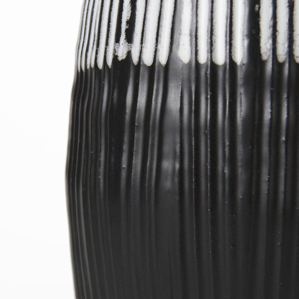19" Black Gray And White Abstract Cylinder Ceramic Table Vase HomeRoots