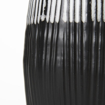 19" Black Gray And White Abstract Cylinder Ceramic Table Vase HomeRoots