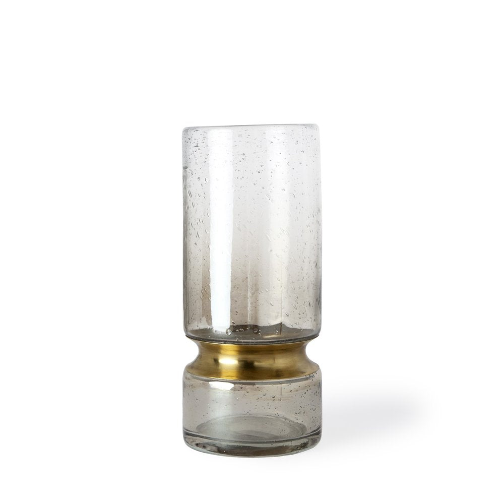 11" Gold Abstract Cylinder Crystal Glass Table Vase — view 1