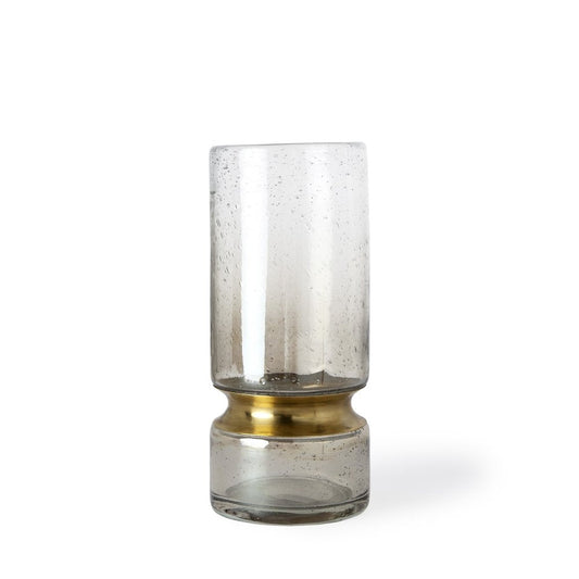 11" Gold Abstract Cylinder Crystal Glass Table Vase HomeRoots