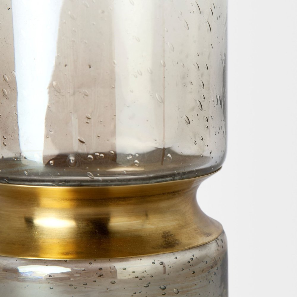 11" Gold Abstract Cylinder Crystal Glass Table Vase HomeRoots