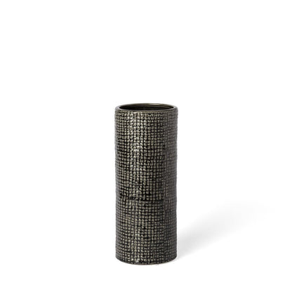 10" Black And Gold Abstract Cylinder Ceramic Table Vase HomeRoots