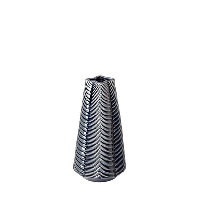 10" Navy Blue Abstract Ceramic Cylinder Table Vase HomeRoots