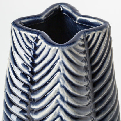 10" Navy Blue Abstract Ceramic Cylinder Table Vase HomeRoots