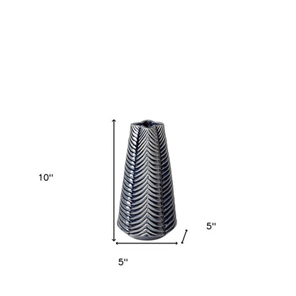 10" Navy Blue Abstract Ceramic Cylinder Table Vase HomeRoots
