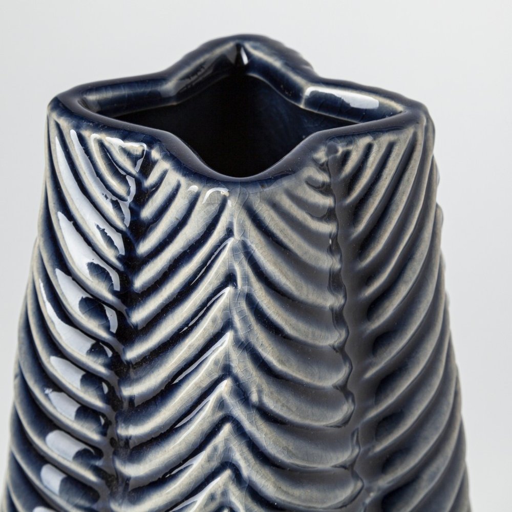 16" Navy Blue And White Abstract Ceramic Table Vase — view 2