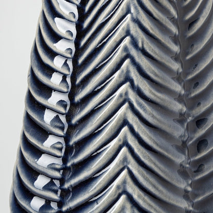 16" Navy Blue And White Abstract Ceramic Table Vase HomeRoots