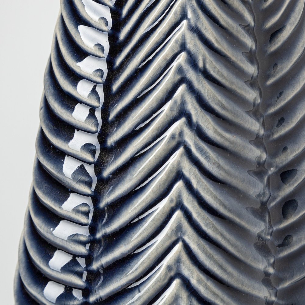 16" Navy Blue And White Abstract Ceramic Table Vase HomeRoots
