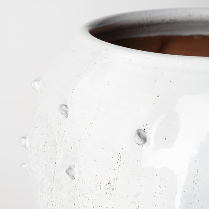 14" White Abstract Cylinder Ceramic Table Vase HomeRoots