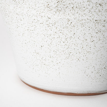 14" White Abstract Cylinder Ceramic Table Vase HomeRoots