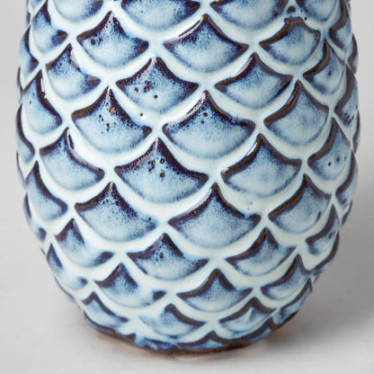 11" Ceramic Blue Abstract Oval Table Vase