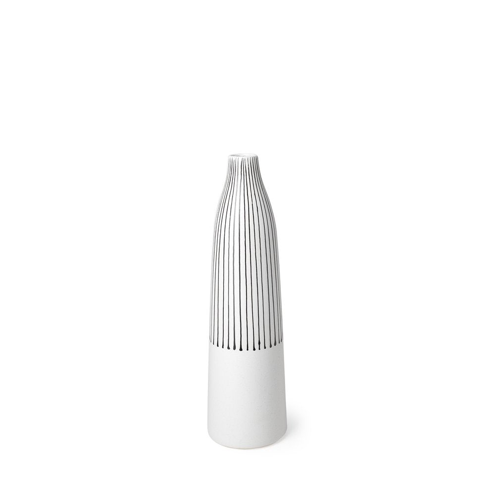 18" Black And White Abstract Cylinder Ceramic Table Vase — view 1