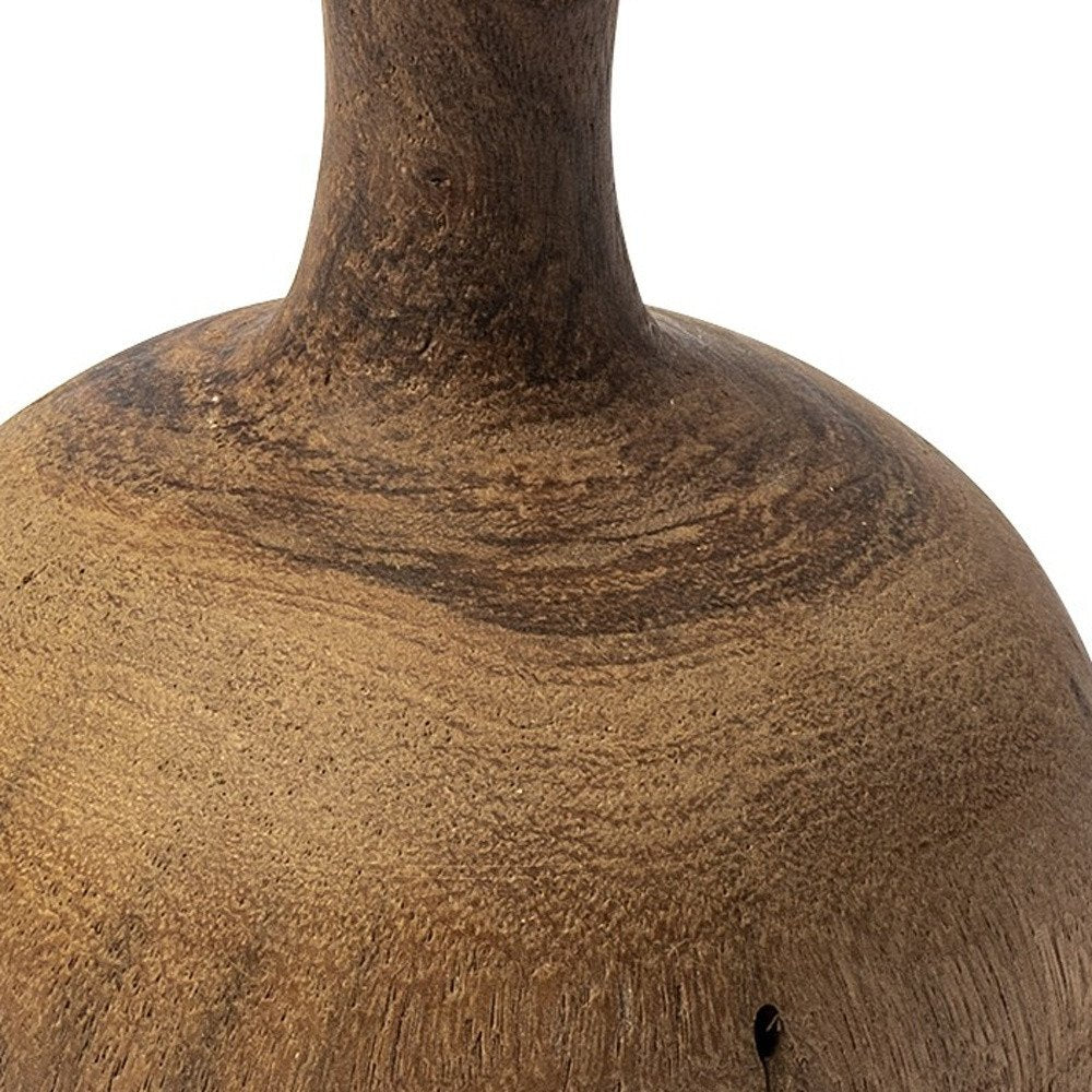 7" Brown Abstract Cylinder Solid Wood Table Vase HomeRoots