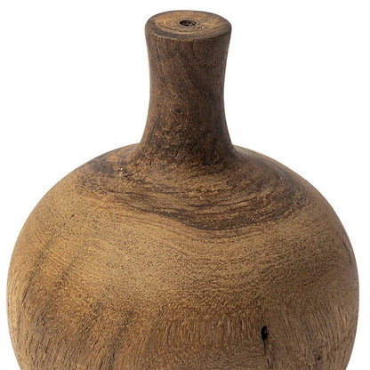 7" Brown Abstract Cylinder Solid Wood Table Vase HomeRoots