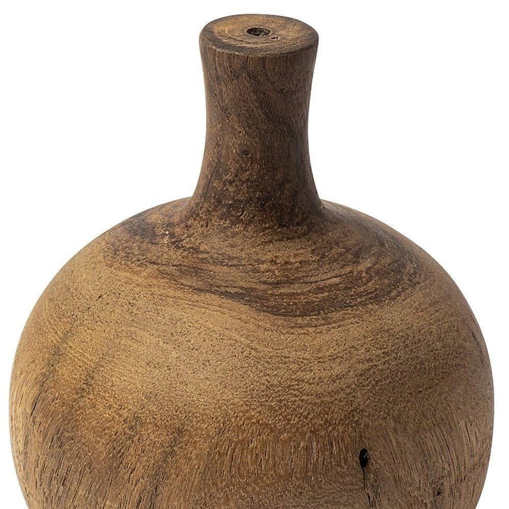 7" Brown Abstract Cylinder Solid Wood Table Vase HomeRoots