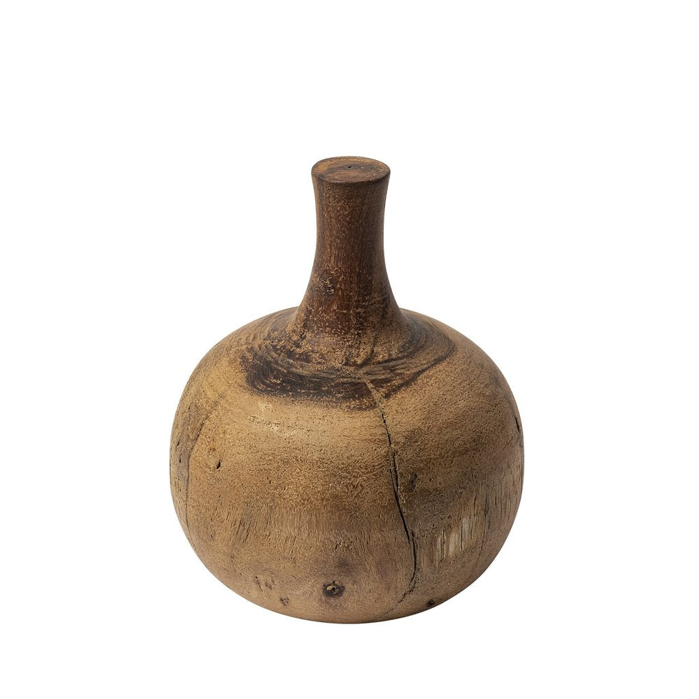 8" Brown Abstract Cylinder Solid Wood Table Vase — view 1