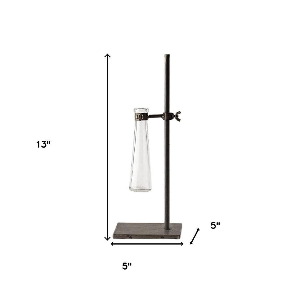 Set of Two Dark Brown Abstract Metal Cylinder Table Vases HomeRoots