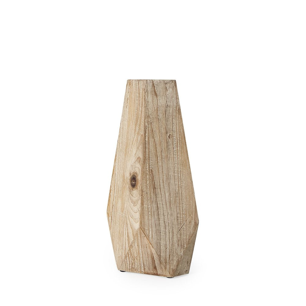 15" Natural Abstract Cylinder Solid Wood Table Vase HomeRoots