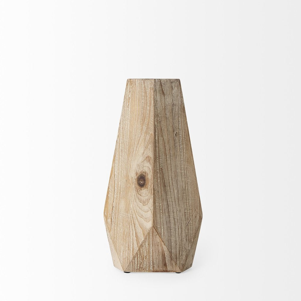 15" Natural Abstract Cylinder Solid Wood Table Vase HomeRoots