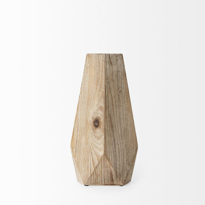 15" Natural Abstract Cylinder Solid Wood Table Vase HomeRoots