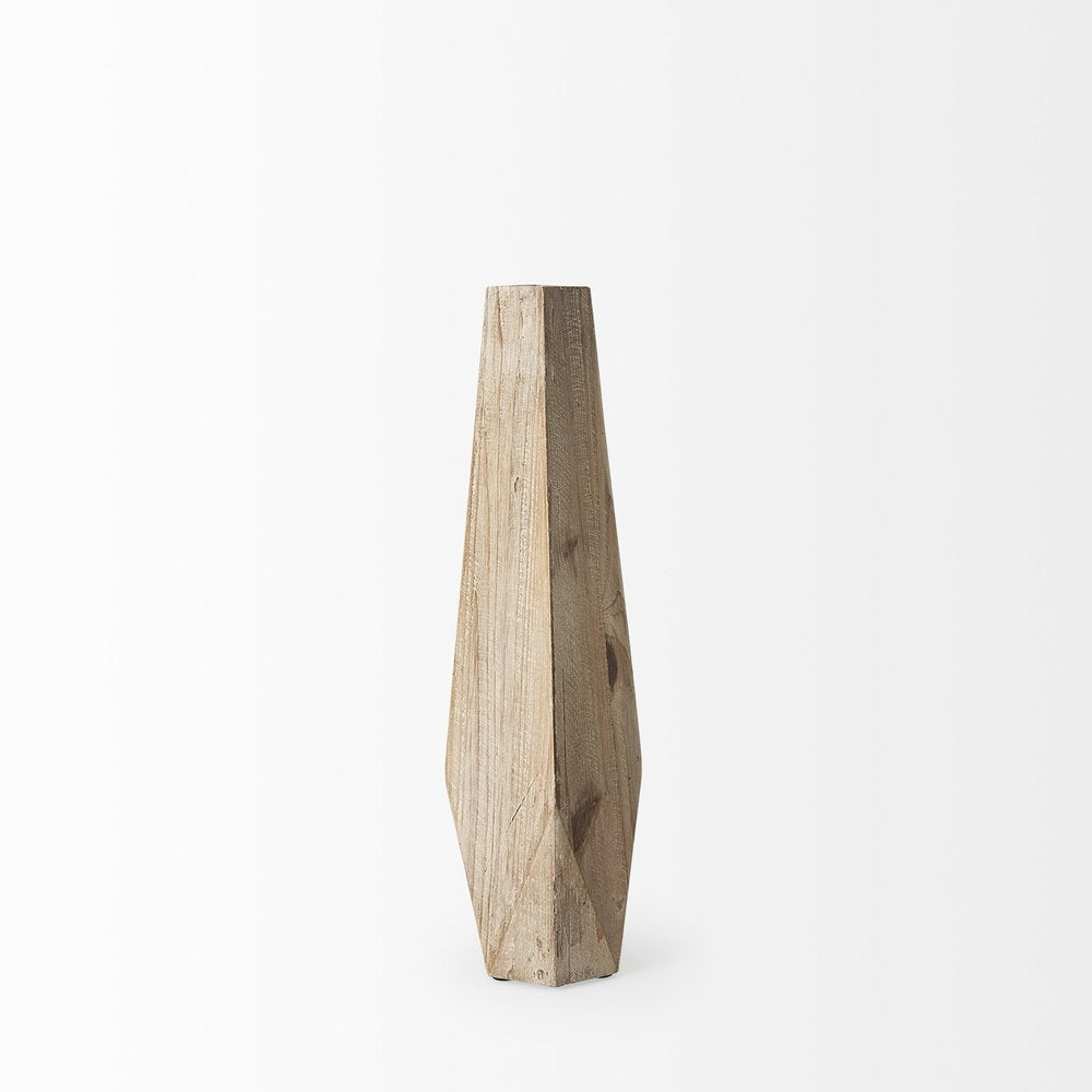 15" Natural Abstract Cylinder Solid Wood Table Vase HomeRoots