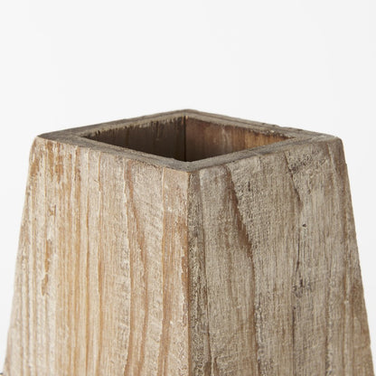 15" Natural Abstract Cylinder Solid Wood Table Vase HomeRoots