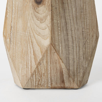 15" Natural Abstract Cylinder Solid Wood Table Vase HomeRoots